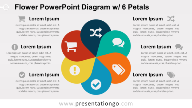 Diagrama Gratis de Flor Con 6 Pétalos Para PowerPoint