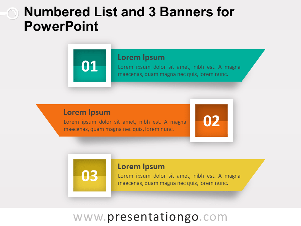 Lista Numerada Gratis Y 3 Pancartas Para PowerPoint