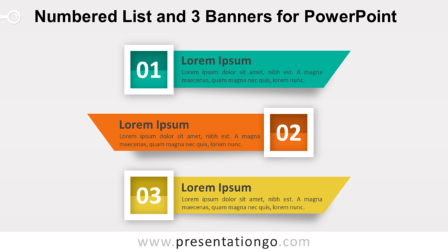 Lista Numerada Gratis Y 3 Pancartas Para PowerPoint