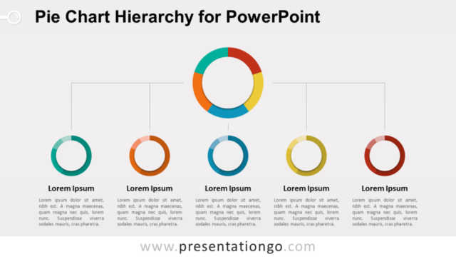 Diagrama Jerárquico Vertical Gratis Para PowerPoint Con Gráficos Circulares