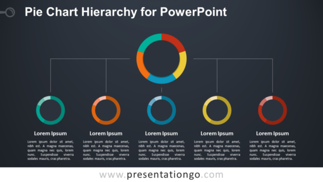Diagrama Jerárquico Vertical Gratis Para PowerPoint Con Gráficos Circulares