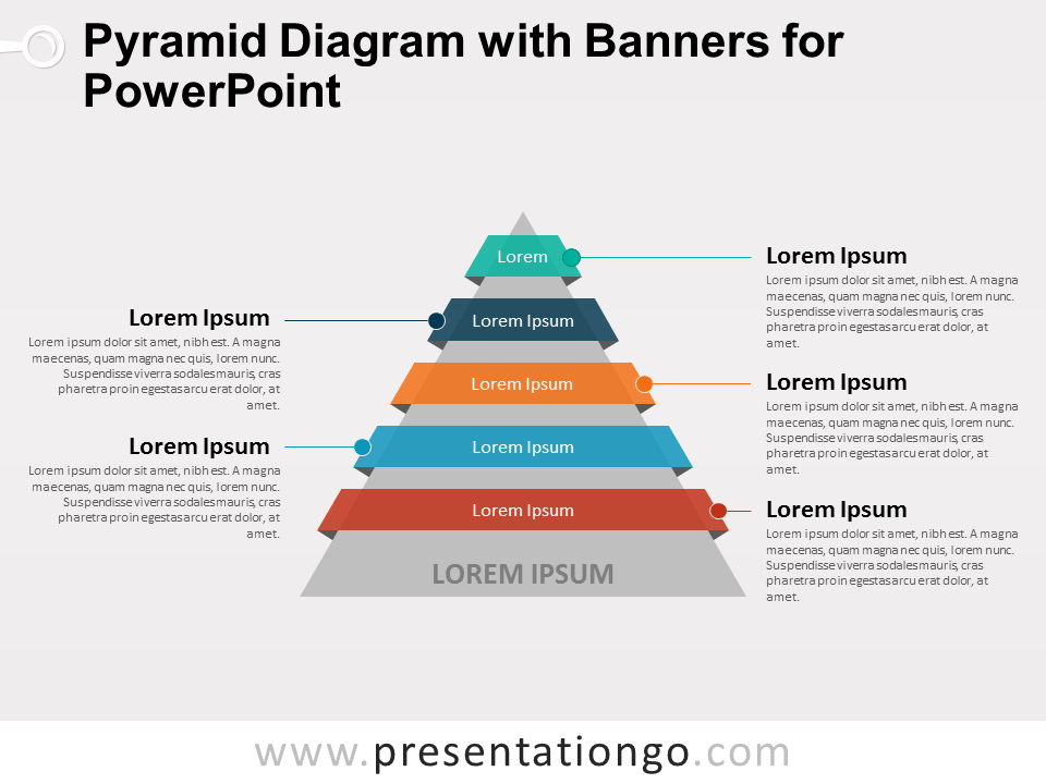 Diagrama de Pirámide Gratis Con Banners Para PowerPoint