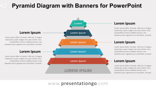 Diagrama de Pirámide Gratis Con Banners Para PowerPoint