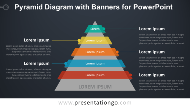 Diagrama de Pirámide Gratis Con Banners Para PowerPoint