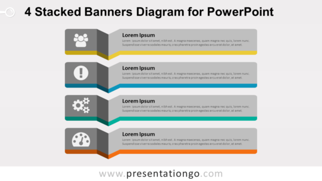 Plantilla Gratis de 4 Banners Apilados Para PowerPoint