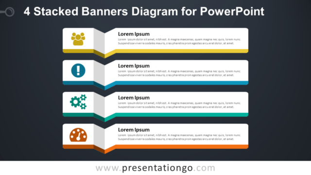 Plantilla Gratis de 4 Banners Apilados Para PowerPoint