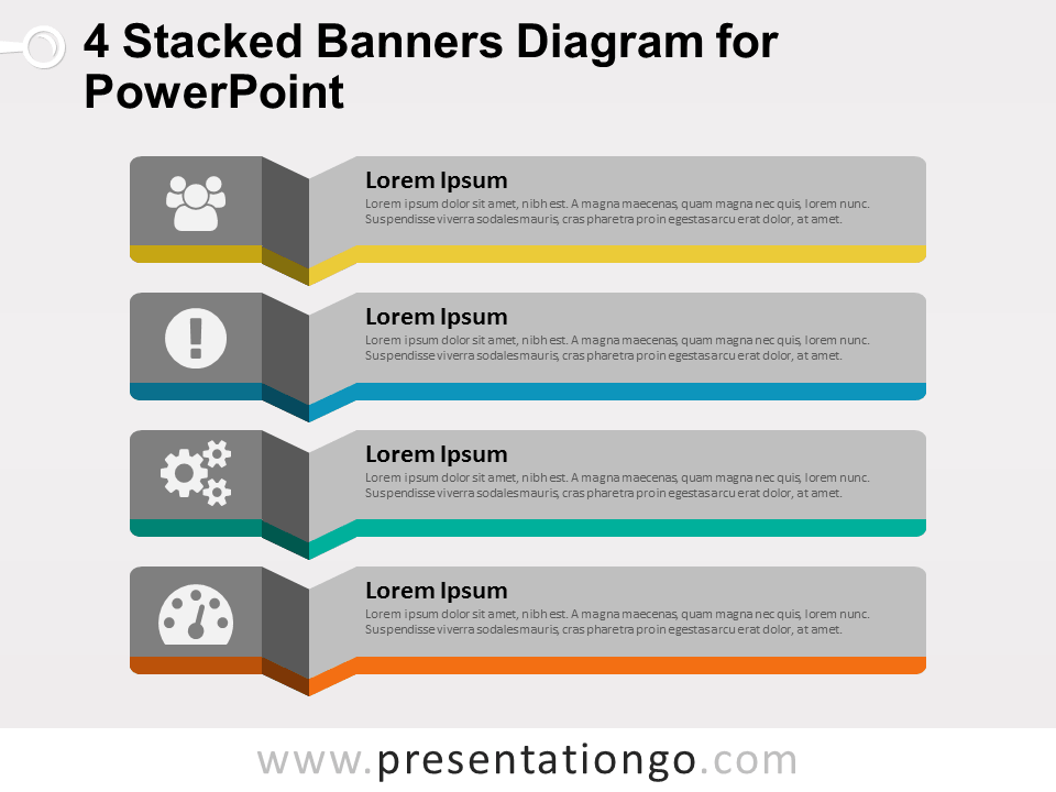 Plantilla Gratis de 4 Banners Apilados Para PowerPoint