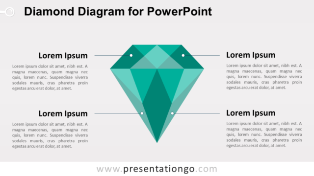 Diagrama de Diamante Verde Para PowerPoint Gratis