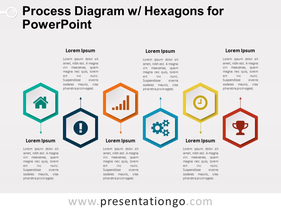 Diagrama de Proceso Gratis Con Hexágonos Para PowerPoint