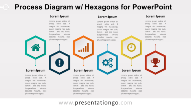 Diagrama de Proceso Gratis Con Hexágonos Para PowerPoint