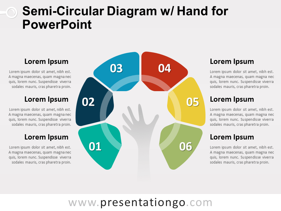 Diagrama Semi-circular Gratis Con Mano Para PowerPoint
