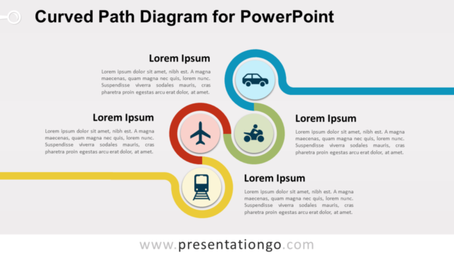 Diagrama de Trayectoria Curva Para PowerPoint Gratis