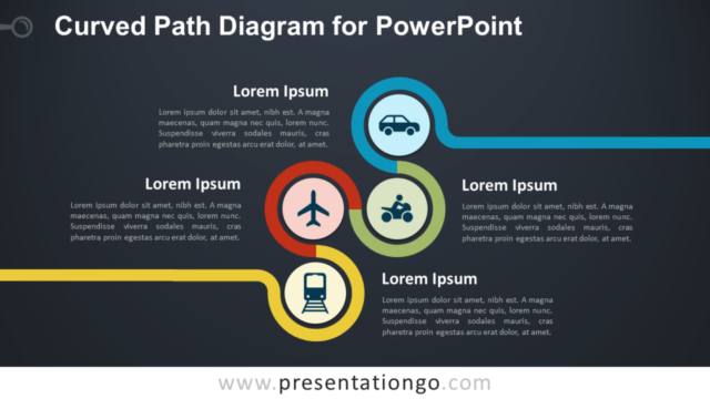 Diagrama de Trayectoria Curva Para PowerPoint Gratis