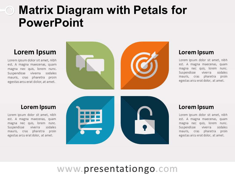 Diagrama de Matriz Con Pétalos Para PowerPoint Gratis