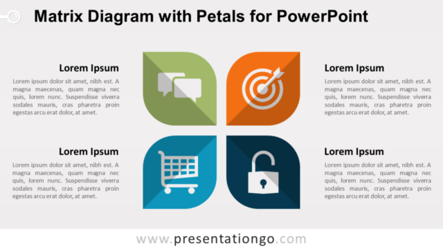 Diagrama de Matriz Con Pétalos Para PowerPoint Gratis