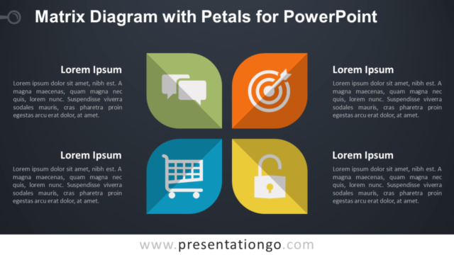Diagrama de Matriz Con Pétalos Para PowerPoint Gratis