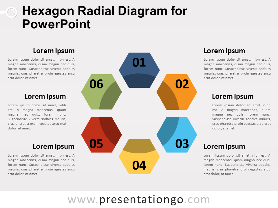 Diagrama Radial de Hexágonos Gratis Para PowerPoint