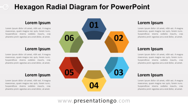 Diagrama Radial de Hexágonos Gratis Para PowerPoint