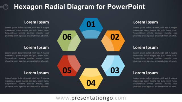 Diagrama Radial de Hexágonos Gratis Para PowerPoint