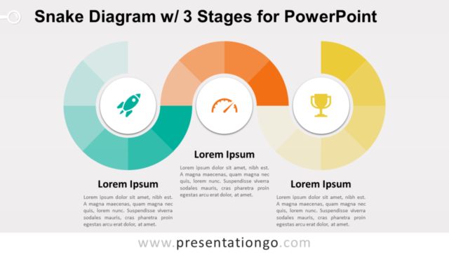 Diagrama de Serpiente Gratis Con 3 Etapas Para PowerPoint