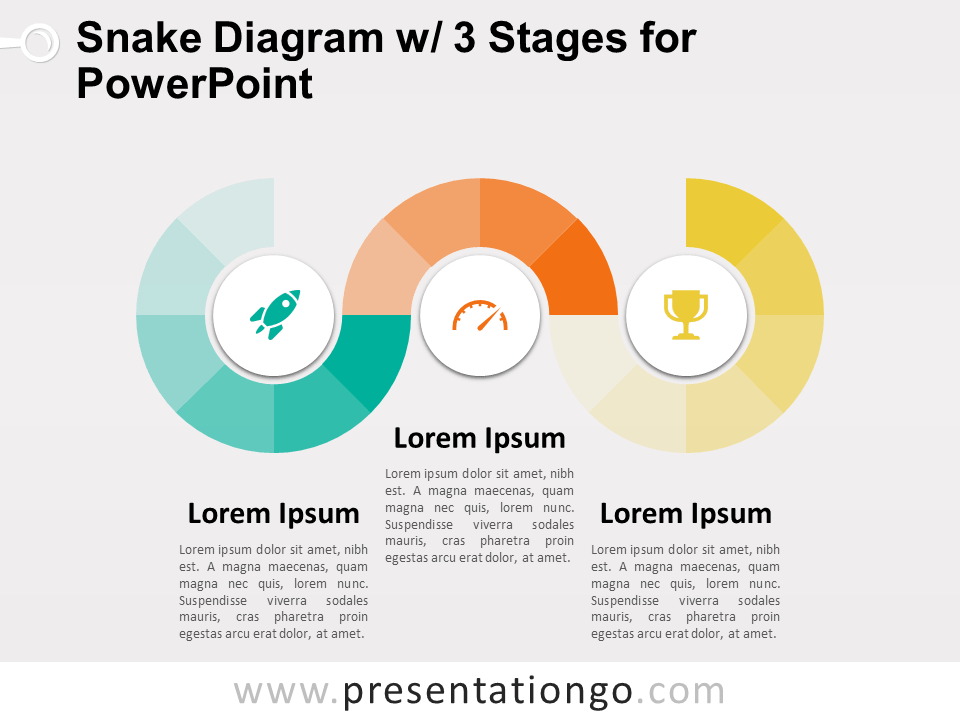 Diagrama de Serpiente Gratis Con 3 Etapas Para PowerPoint