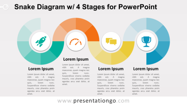 Diagrama de Serpiente Gratis Con 4 Etapas Para PowerPoint