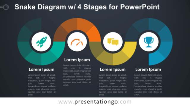 Diagrama de Serpiente Gratis Con 4 Etapas Para PowerPoint