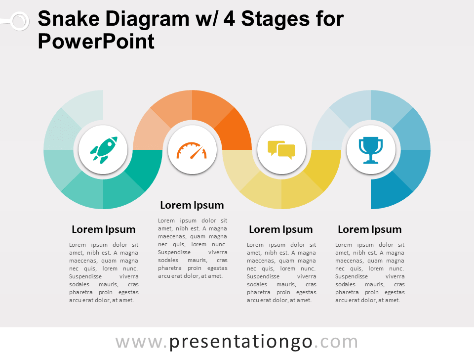 Diagrama de Serpiente Gratis Con 4 Etapas Para PowerPoint