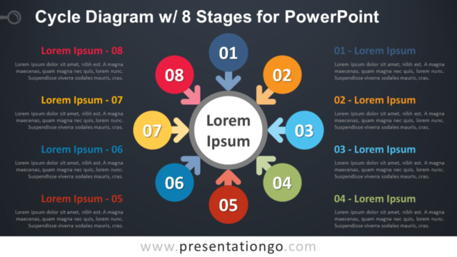 Diagrama de Ciclo Gratis Con 8 Etapas Para PowerPoint