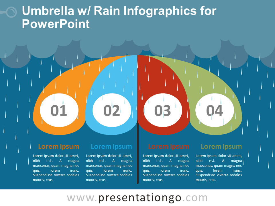 Infografía de Paraguas Gratis Con Lluvia Para PowerPoint