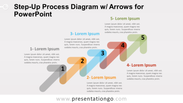 Diagrama Gratis de Proceso de Paso Ascendente Con Flechas Para PowerPoint