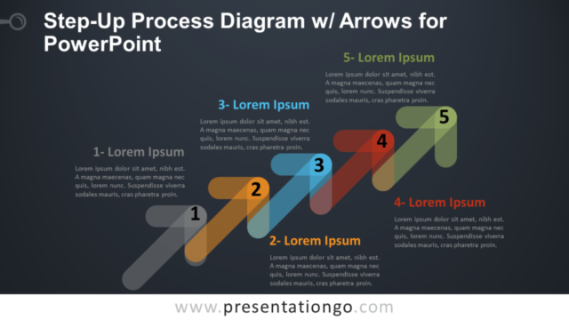 Diagrama Gratis de Proceso de Paso Ascendente Con Flechas Para PowerPoint
