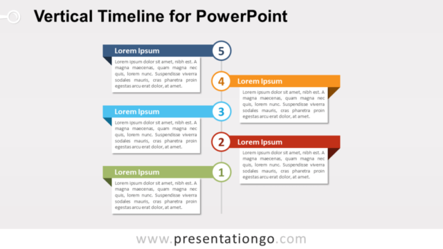 Diagrama Gratis de Línea de Tiempo Vertical Para PowerPoint