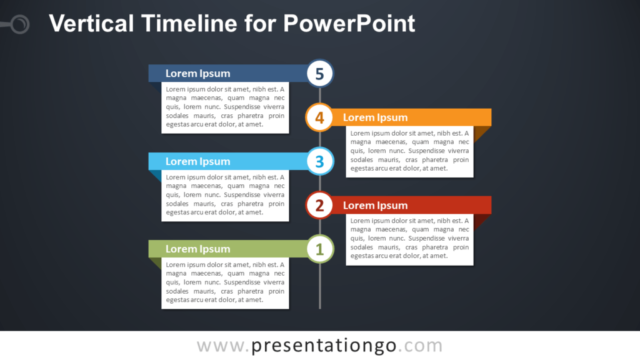 Diagrama Gratis de Línea de Tiempo Vertical Para PowerPoint