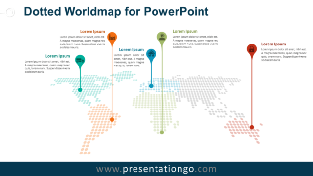 Mapa Del Mundo Punteado Con Alfileres Para PowerPoint Gratis