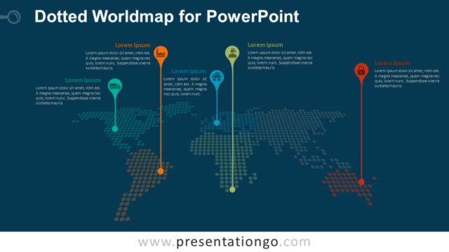 Mapa Del Mundo Punteado Con Alfileres Para PowerPoint Gratis