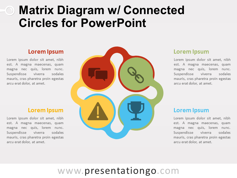 Diagrama de Matriz Gratis Con Círculos Conectados Para PowerPoint