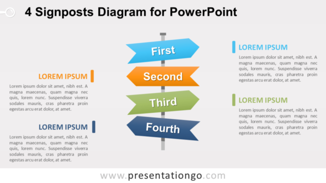 Diagrama Gratis de 4 Postes Para PowerPoint