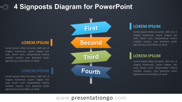 Diagrama Gratis de 4 Postes Para PowerPoint