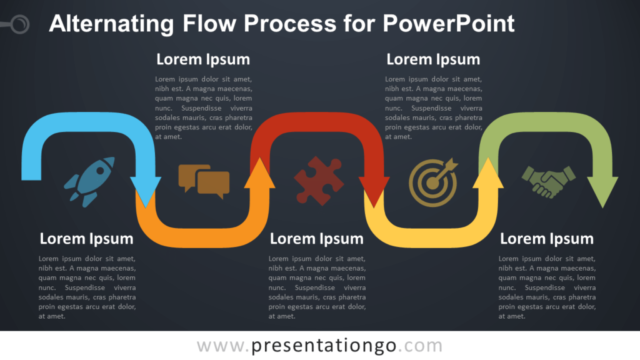 Diagrama Gratis de Proceso de Flujo Alternativo Para PowerPoint