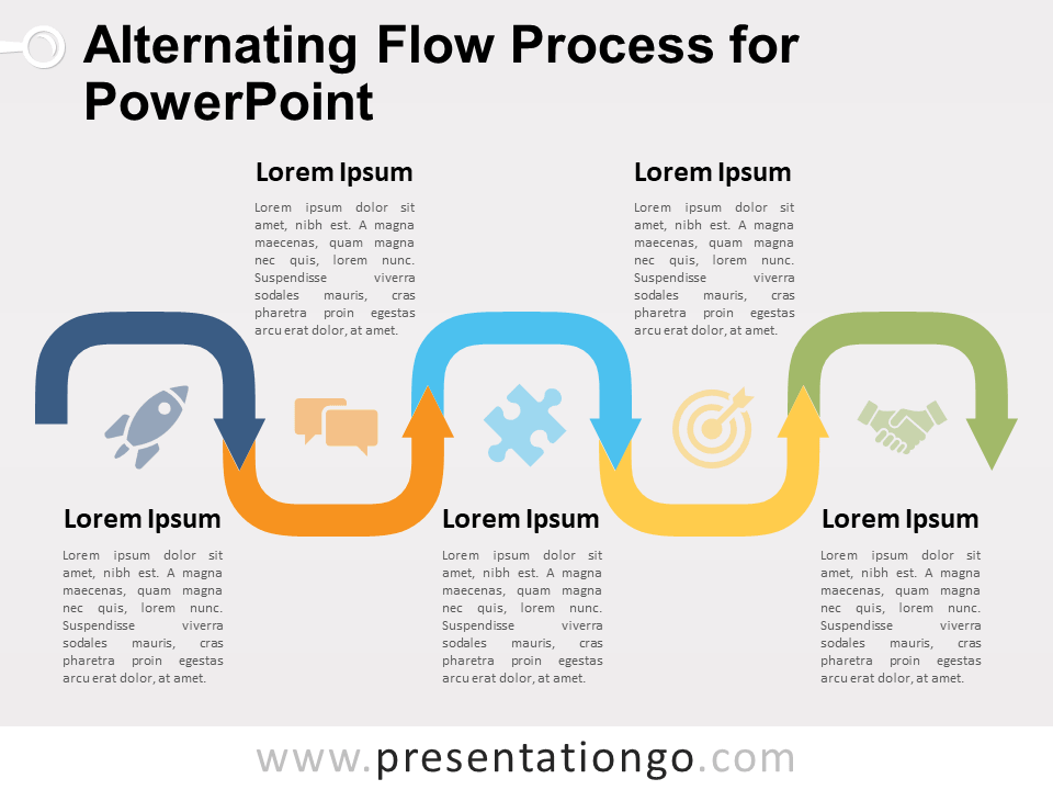 Diagrama Gratis de Proceso de Flujo Alternativo Para PowerPoint