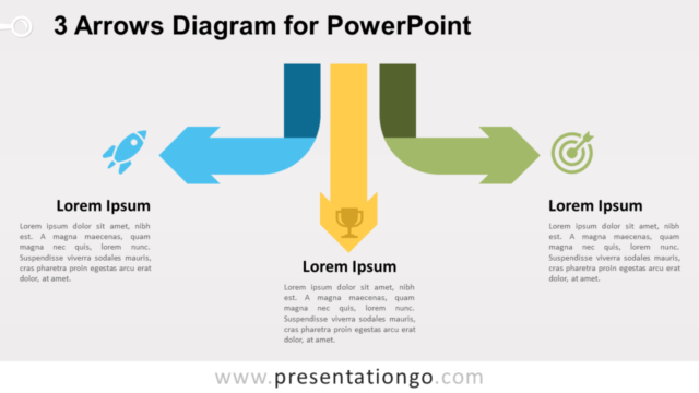 Diagrama Gratis de 3 Flechas Para PowerPoint