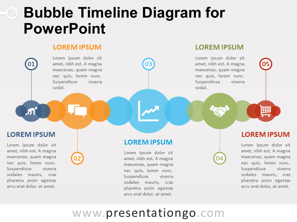 Diagrama Gratis de Línea de Tiempo de Burbujas Para PowerPoint