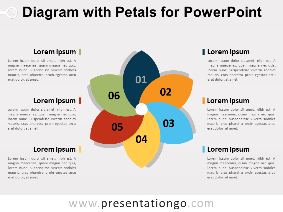 Diagrama Gratis Con 6 Pétalos Para PowerPoint
