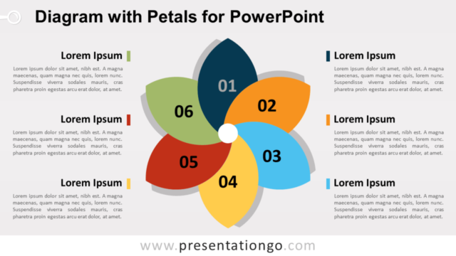 Diagrama Gratis Con 6 Pétalos Para PowerPoint