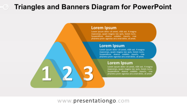 Diagrama Gratis de Triángulos Y Banderas Para PowerPoint