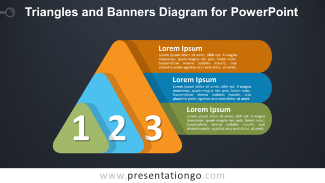 Diagrama Gratis de Triángulos Y Banderas Para PowerPoint