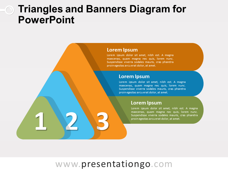 Diagrama Gratis de Triángulos Y Banderas Para PowerPoint