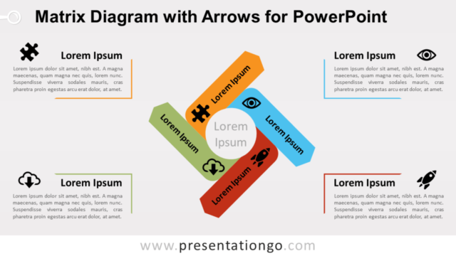 Diagrama de Matriz Gratis con Flechas Para PowerPoint
