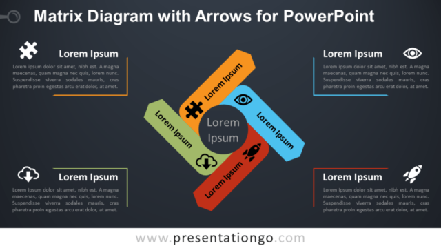 Diagrama de Matriz Gratis con Flechas Para PowerPoint